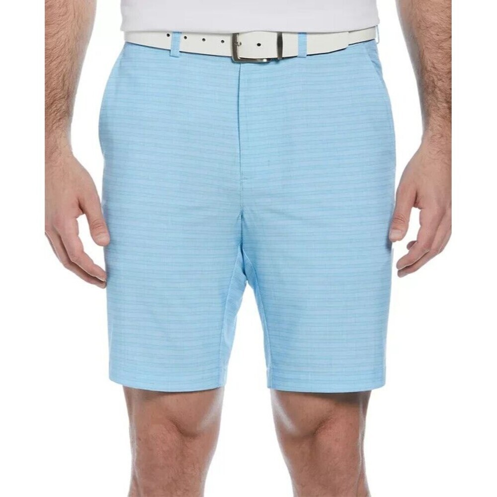 PGA TOUR Men's Stretch Striped 8" Golf Shorts Moisture Wicking Ethereal Blue 42